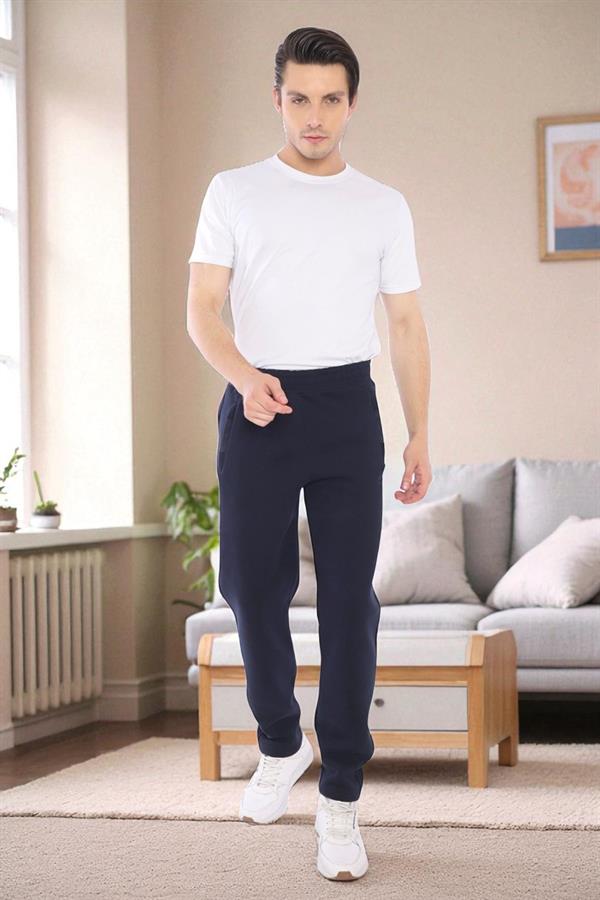  Escetic Lacivert Erkek Casual Kalıp 3 İplik İçi Polarlı Kışlık Kalın Spor Eşofman Altı B1294