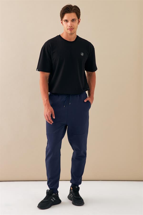  Escetic İndigo Erkek Casual Kalıp Pamuklu Kumaş Nke Kesim Spor Eşofman Altı B1506