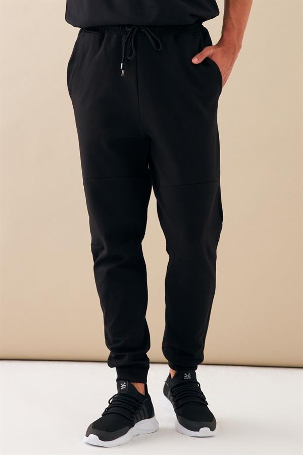  Escetic Siyah Erkek Casual Kalıp Pamuklu Kumaş Nke Kesim Spor Eşofman Altı B1506