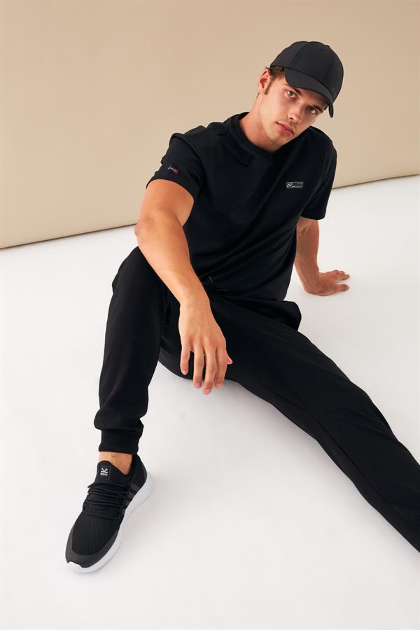  Escetic Siyah Erkek Casual Kalıp Pamuklu Kumaş Nke Kesim Spor Eşofman Altı B1506