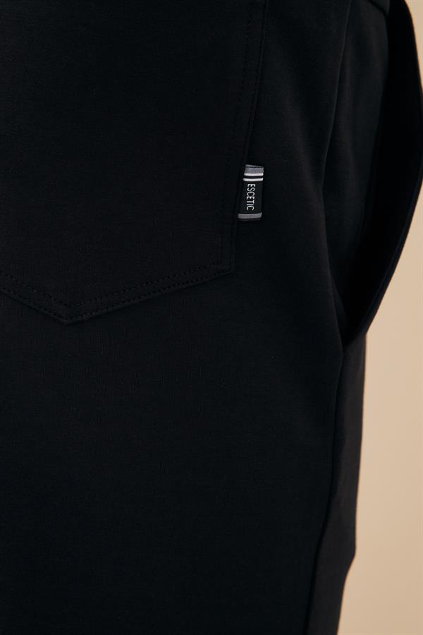  Escetic Siyah Erkek Casual Kalıp Pamuklu Kumaş Nke Kesim Spor Eşofman Altı B1506