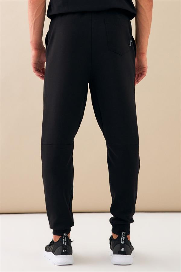  Escetic Siyah Erkek Casual Kalıp Pamuklu Kumaş Nke Kesim Spor Eşofman Altı B1506