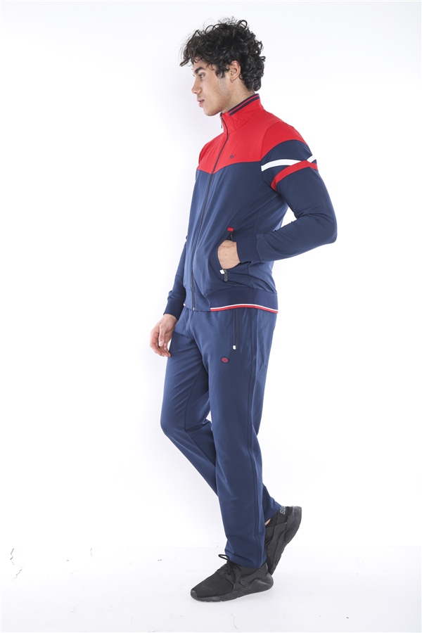 Erkek Royal Rahat Kalıp 4 Cepli Dik Yaka 4 Mevsim Süper 2 İplik Spor Eşofman Takımı 6482