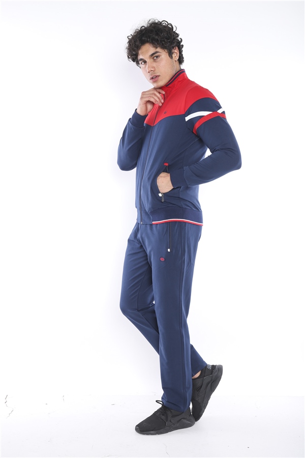 Erkek Royal Rahat Kalıp 4 Cepli Dik Yaka 4 Mevsim Süper 2 İplik Spor Eşofman Takımı 6482