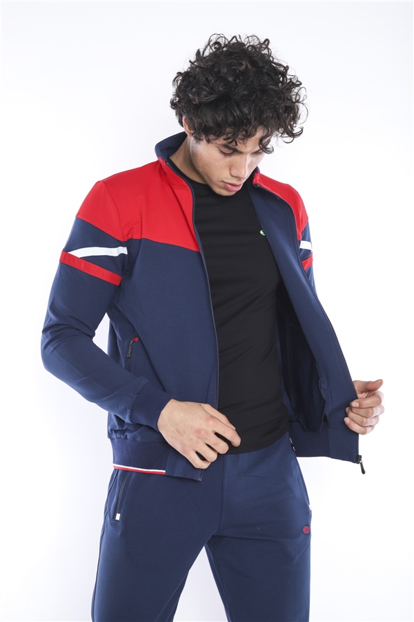 Erkek Royal Rahat Kalıp 4 Cepli Dik Yaka 4 Mevsim Süper 2 İplik Spor Eşofman Takımı 6482