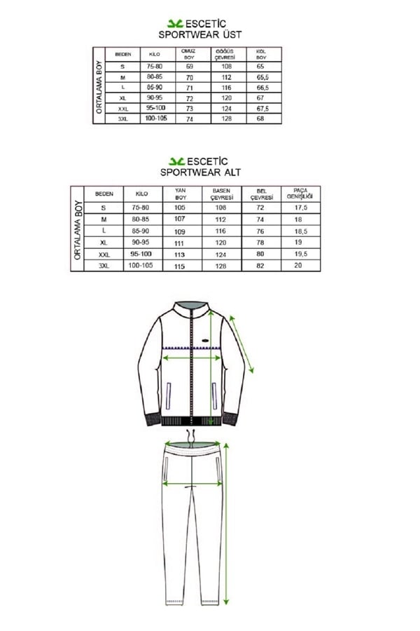 Escetic Erkek Siyah Casual Kalıp 4 Cepli Dik Yaka 4 Mevsim Spor Eşofman Takımı 6664