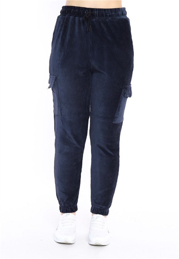 Escetic Koyu Gri Kadın Kargo Cepli Eşofman Altı Lastikli Dar Paça 1935