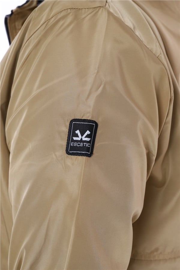 Escetic Vizon Kadın Battal Beden Rüzgarlık Sabit Kapüşonlu Astarlı Su İtici Mevsimlik İnce Ceket 6575