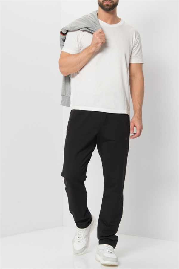 Escetic Siyah Erkek Battal Büyük Beden 2 İplik Nefes Alan Spor Eşofman Altı B1340