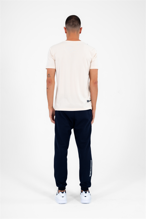 Escetic Erkek Bej Spor O Yaka Slimfit Nefes Alan Pamuklu Aves Kumaş T-Shirt T0038