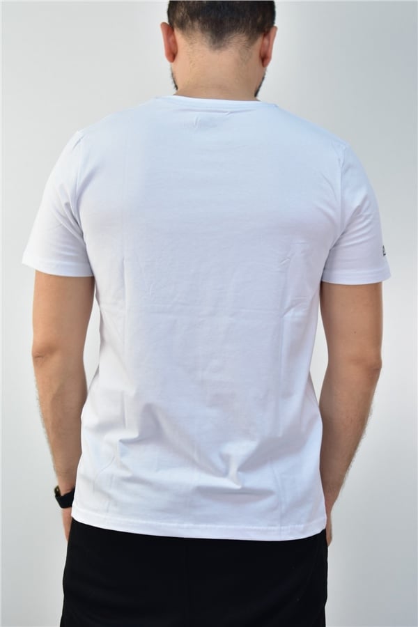 Escetic Beyaz Erkek Slimfit %95 Pamuklu Süprem Nefes Alabilen Spor T-Shirt 0780