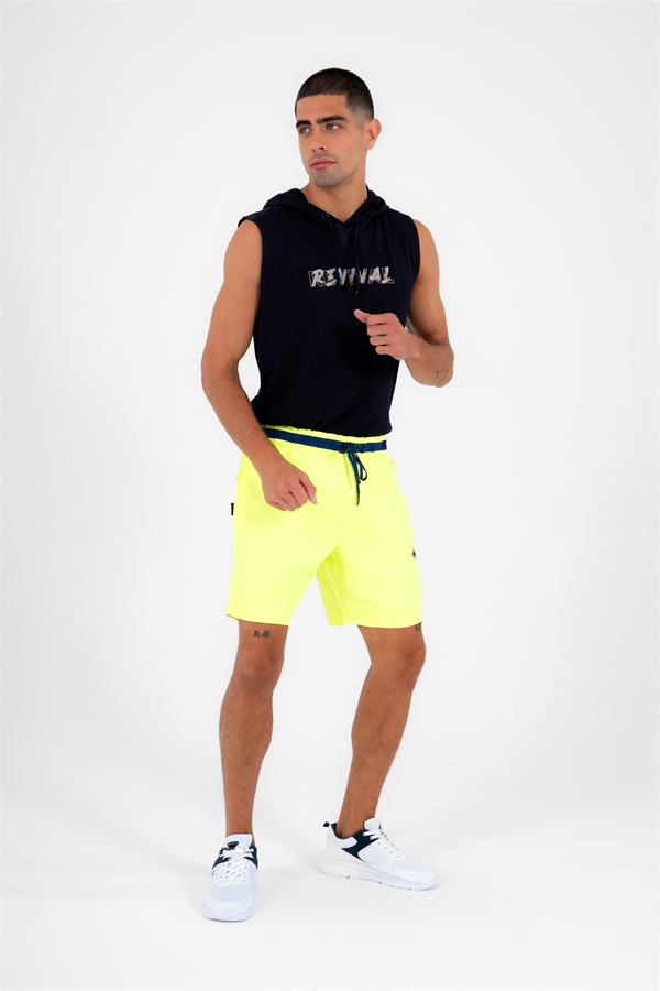 Escetic F. Sarı Erkek Casual 3 Cepli Maraton Kumaş Deniz Fitnes File Astarlı Spor Şort B1378