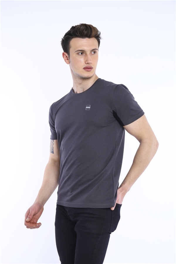Escetic Füme Erkek Ragular Kalıp Pamuklu ABD Pike Nefes Alabilen Spor T-Shirt 0829