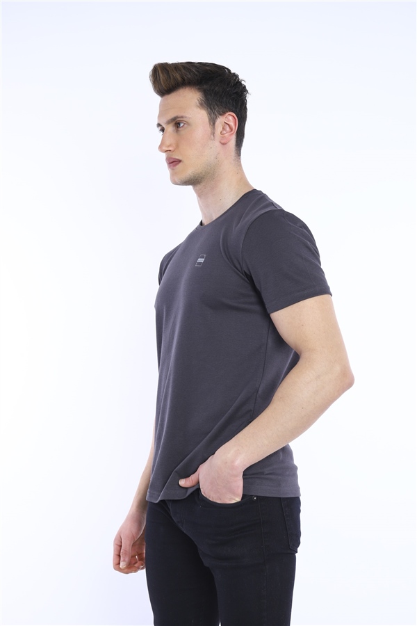 Escetic Füme Erkek Ragular Kalıp Pamuklu ABD Pike Nefes Alabilen Spor T-Shirt 0829