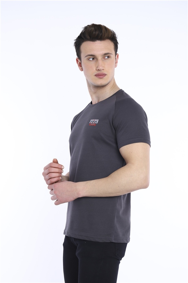 Escetic Füme Erkek Ragular Kalıp Pamuklu ABD Pike Nefes Alabilen Spor T-Shirt 0830