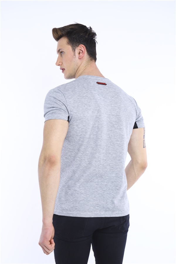 Escetic G2 Melanj Erkek Ragular Kalıp Pamuklu ABD Pike Nefes Alabilen Spor T-Shirt 0829