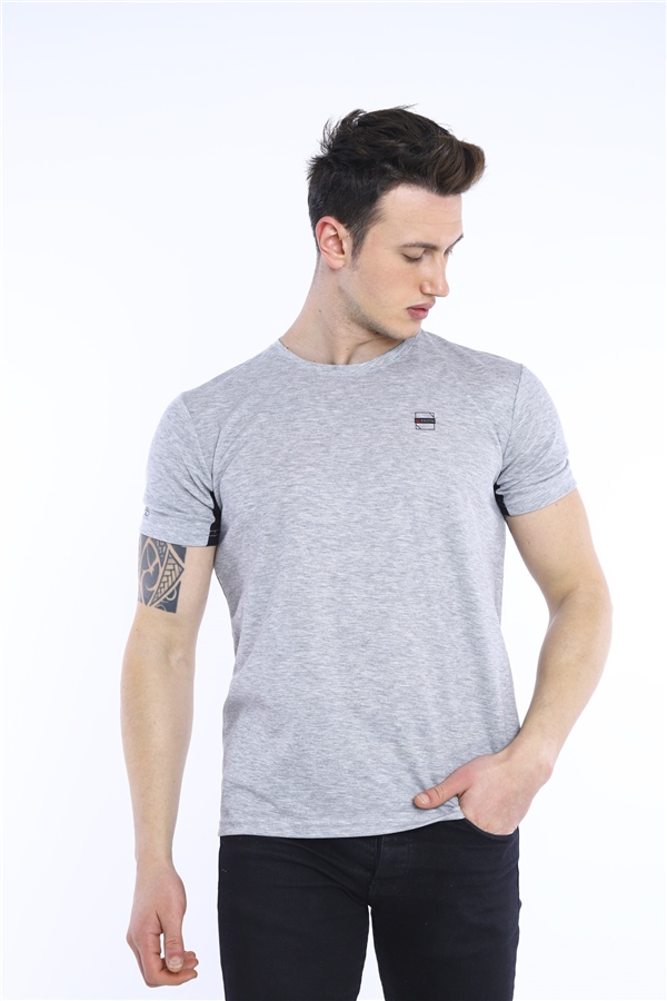 Escetic G2 Melanj Erkek Ragular Kalıp Pamuklu ABD Pike Nefes Alabilen Spor T-Shirt 0829