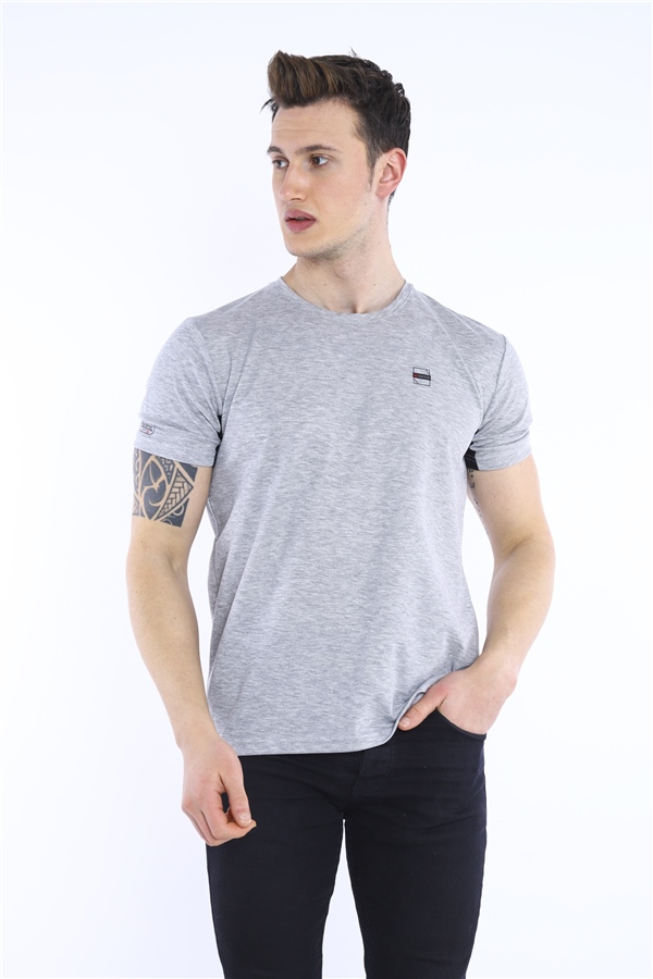 Escetic G2 Melanj Erkek Ragular Kalıp Pamuklu ABD Pike Nefes Alabilen Spor T-Shirt 0829