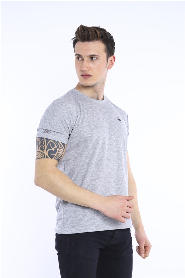 Escetic G2 Melanj Erkek Ragular Kalıp Pamuklu ABD Pike Nefes Alabilen Spor T-Shirt 0829