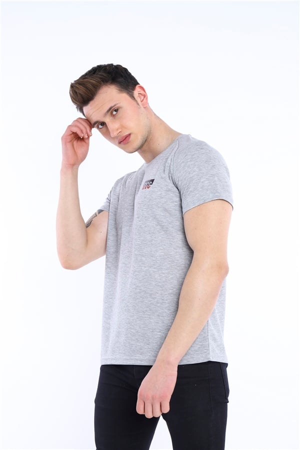 Escetic G2 Melanj Erkek Ragular Kalıp Pamuklu ABD Pike Nefes Alabilen Spor T-Shirt 0830