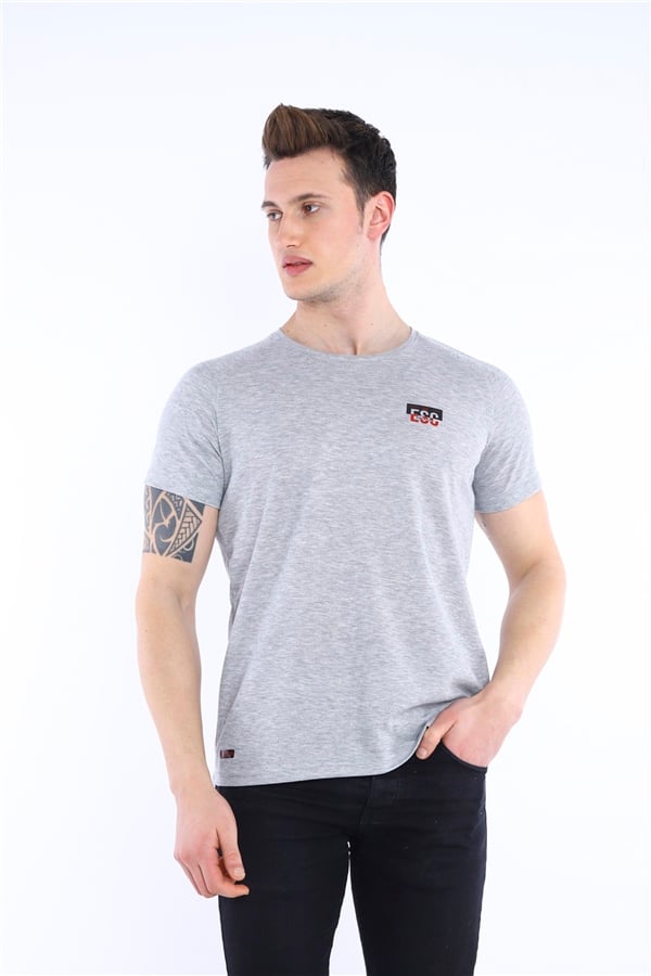 Escetic G2 Melanj Erkek Ragular Kalıp Pamuklu ABD Pike Nefes Alabilen Spor T-Shirt 0830