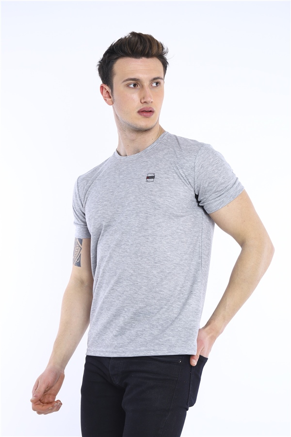 Escetic G2 Melanj Erkek Ragular Kalıp Pamuklu ABD Pike Nefes Alabilen Spor T-Shirt 0829