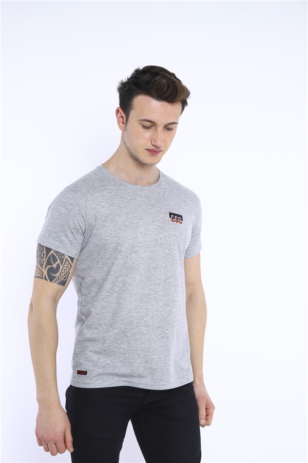 Escetic G2 Melanj Erkek Ragular Kalıp Pamuklu ABD Pike Nefes Alabilen Spor T-Shirt 0830