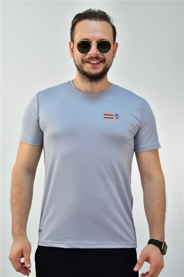 Escetic G2 Melanj Erkek Slimfit Jakarlı Süprem Nefes Alabilen Spor T-Shirt 0774