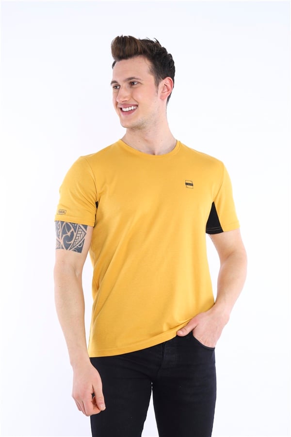 Escetic Hardal Erkek Ragular Kalıp Pamuklu ABD Pike Nefes Alabilen Spor T-Shirt 0829