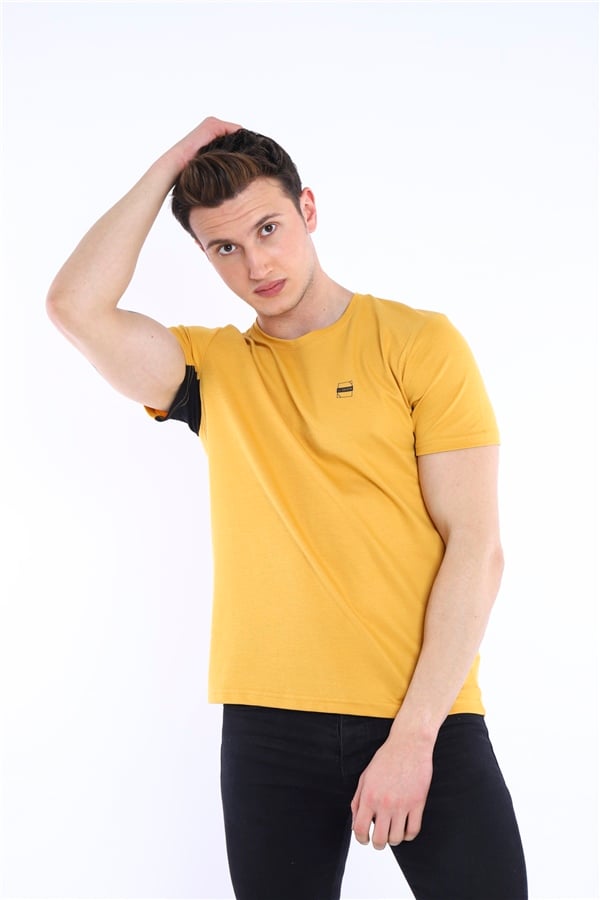 Escetic Hardal Erkek Ragular Kalıp Pamuklu ABD Pike Nefes Alabilen Spor T-Shirt 0829