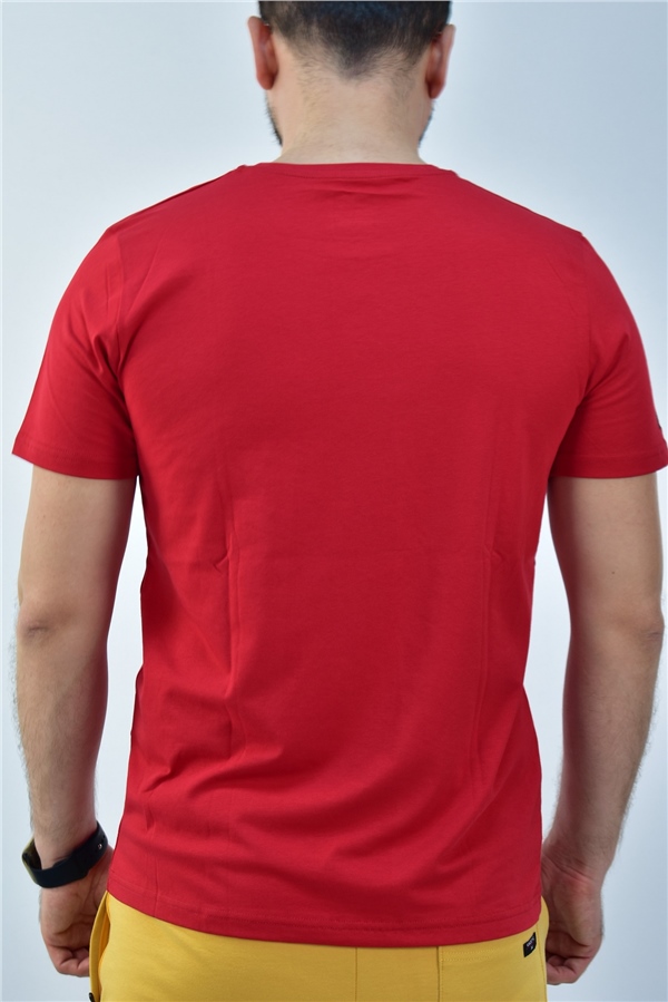 Escetic Kırmızı Erkek Slimfit %95 Pamuklu Süprem Nefes Alabilen Spor T-Shirt 0780