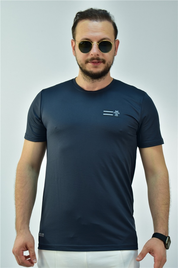 Escetic Koyu Gri Erkek Slimfit Jakarlı Süprem Nefes Alabilen Spor T-Shirt 0774