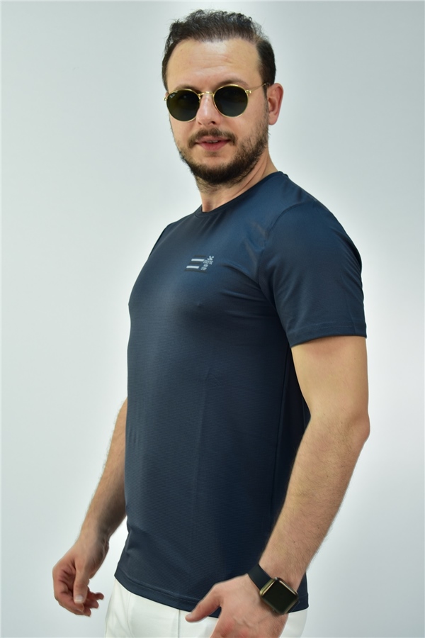 Escetic Koyu Gri Erkek Slimfit Jakarlı Süprem Nefes Alabilen Spor T-Shirt 0774