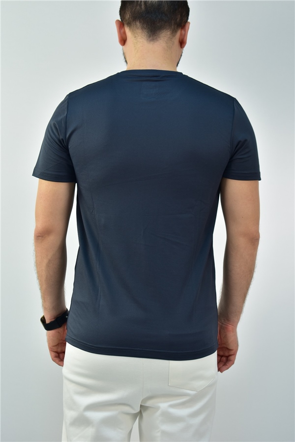 Escetic Koyu Gri Erkek Slimfit Jakarlı Süprem Nefes Alabilen Spor T-Shirt 0774