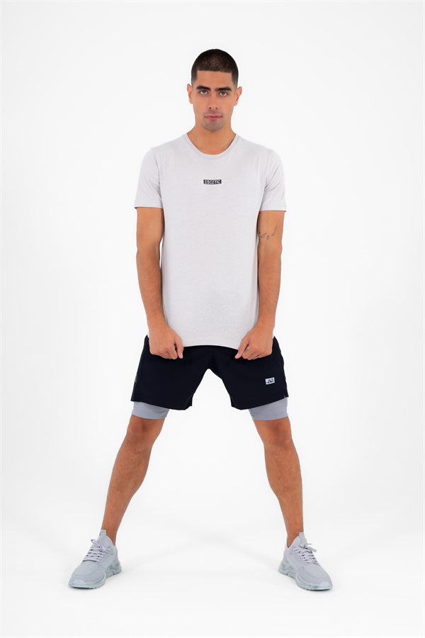 Escetic Lacivert Erkek İçi Kendinden Taytlı 3 Cepli Deniz Fitnes Spor Likra Şort B1326