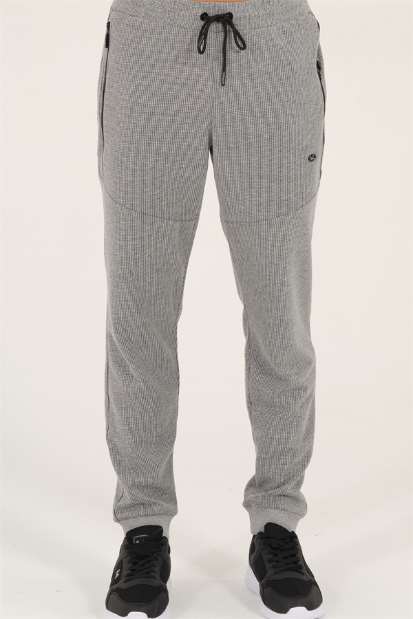 Erkek Gri Slimfit 2 İplik 4 Mevsim Nefes Alabilen Pamuklu Pıtırcık Kumaş Spor Eşofman Altı 1879