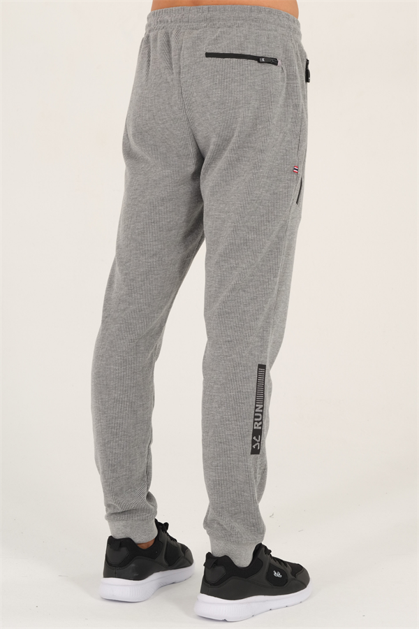 Erkek Gri Slimfit 2 İplik 4 Mevsim Nefes Alabilen Pamuklu Pıtırcık Kumaş Spor Eşofman Altı 1879