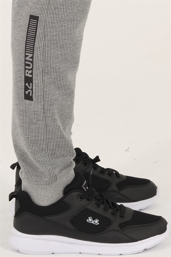 Erkek Gri Slimfit 2 İplik 4 Mevsim Nefes Alabilen Pamuklu Pıtırcık Kumaş Spor Eşofman Altı 1879