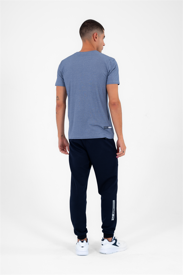 Escetic Erkek Lacivert Spor O Yaka Slimfit Nefes Alan Pamuklu Aves Kumaş T-Shirt T0038