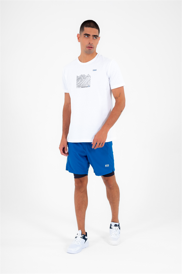 Escetic Mavi Erkek İçi Kendinden Taytlı 3 Cepli Deniz Fitnes Spor Likra Şort B1326