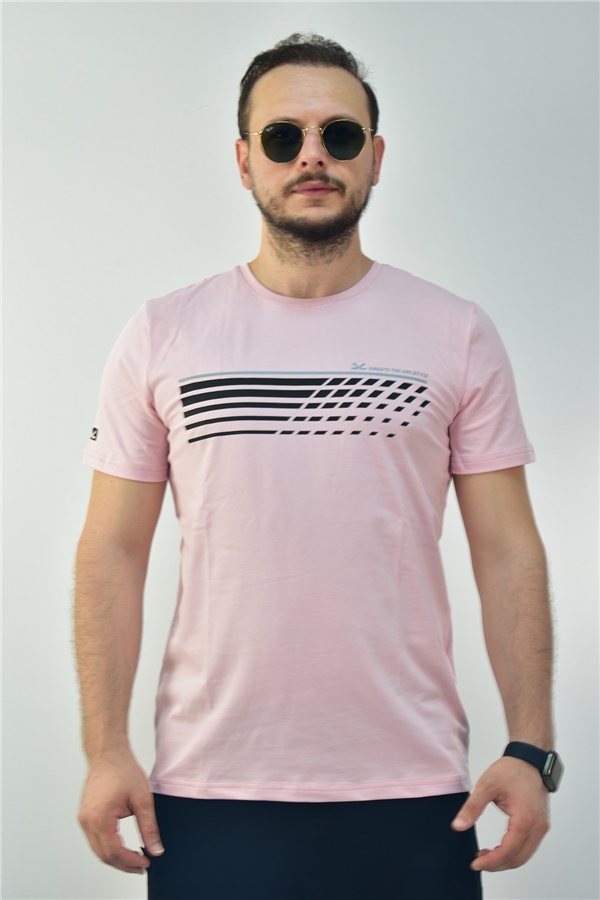 Escetic Pudra Erkek Slimfit %95 Pamuklu Süprem Nefes Alabilen Spor T-Shirt 0780