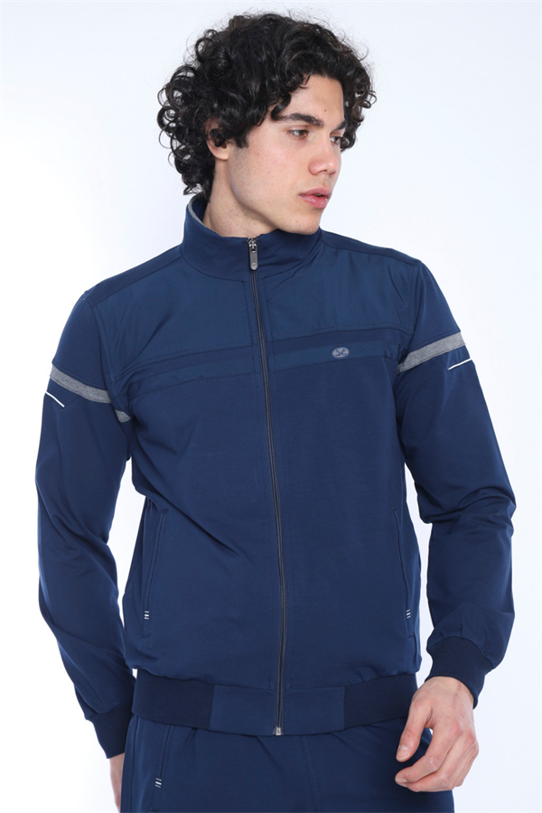 Erkek Royal G3 Melanj Rahat Kalıp 4 Cepli Dik Yaka 4 Mevsim Süper 2 İplik Spor Eşofman Takımı 5876