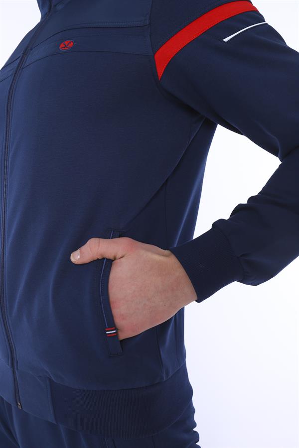 Erkek Royal Rahat Kalıp 4 Cepli Dik Yaka 4 Mevsim Süper 2 İplik Spor Eşofman Takımı 5876