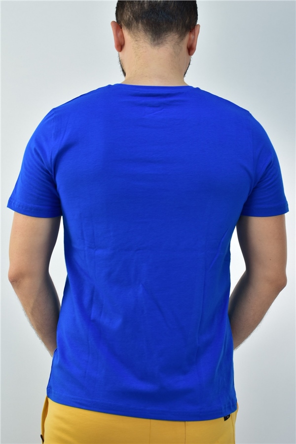 Escetic Saks Mavisi Erkek Slimfit %95 Pamuklu Süprem Nefes Alabilen Spor T-Shirt 0780