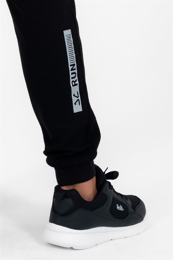 Erkek Siyah Slimfit 2 İplik 4 Mevsim Nefes Alabilen Pamuklu Pıtırcık Kumaş Spor Eşofman Altı 1879