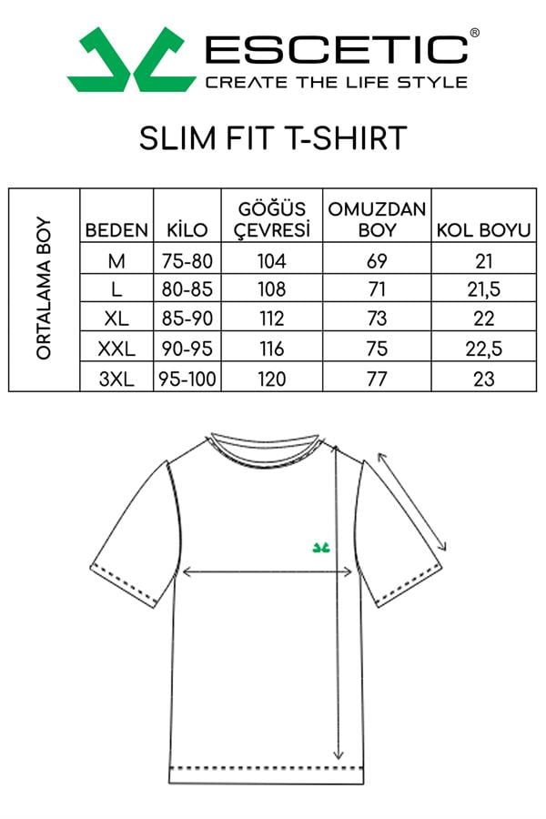 Escetic Erkek Siyah Spor O Yaka Slimfit Nefes Alan Pamuklu Aves Kumaş T-Shirt T0046