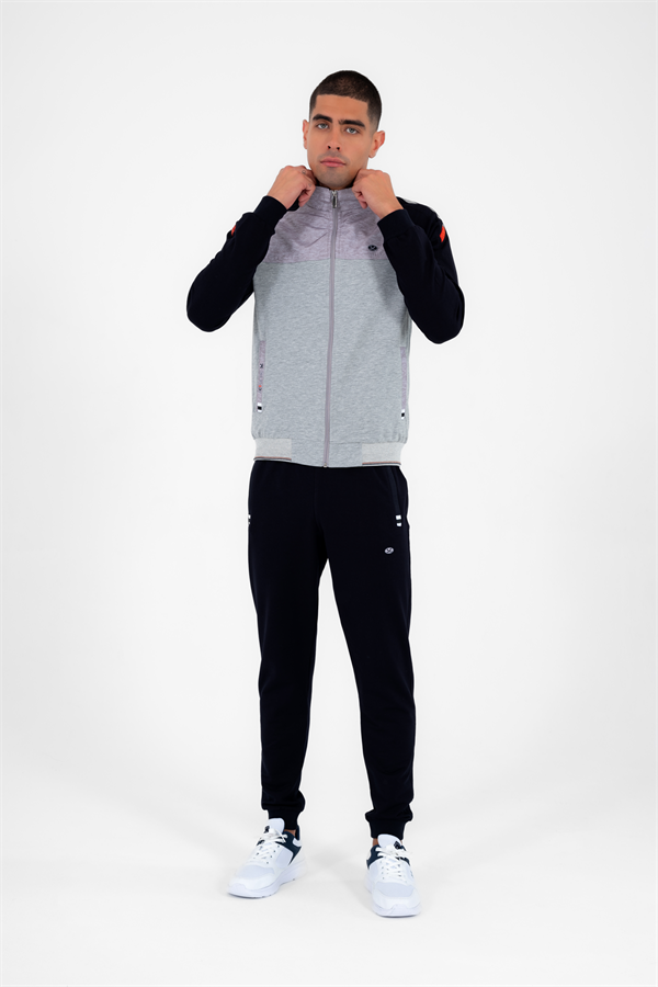 Escetic G2 Melanj Erkek Dik Yaka Süper 2 İplik Kumaş 4 Mevsim Spor Slimfit Eşofman Takımı 6733