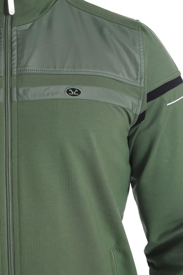 Erkek Soft Yeşil Rahat Kalıp 4 Cepli Dik Yaka 4 Mevsim Süper 2 İplik Spor Eşofman Takımı 5876