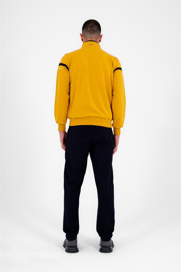 Erkek Hardal Rahat Kalıp 4 Cepli Dik Yaka 4 Mevsim Süper 2 İplik Spor Eşofman Takımı 5876