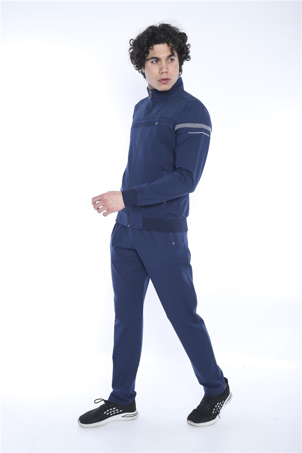 Erkek Royal G3 Melanj Rahat Kalıp 4 Cepli Dik Yaka 4 Mevsim Süper 2 İplik Spor Eşofman Takımı 5876